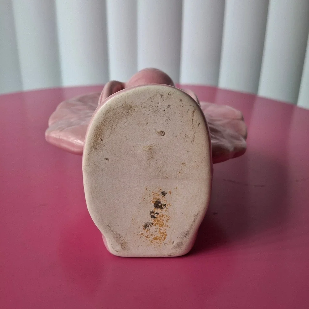 Vintage USA Pottery Pink Peacock Ceramic Wall Pocket Planter MCM Bird Decor